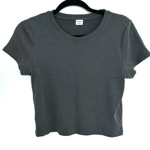 Aritzia Wilfred Ribbed Cropped Tee, Grey T-Shirt, L